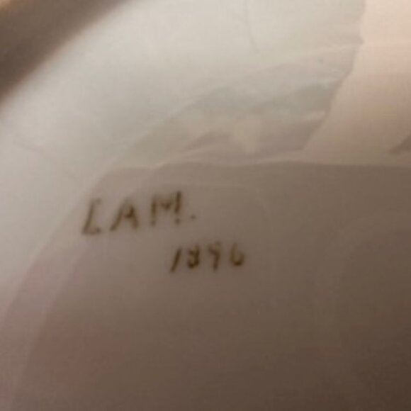 Antique H&C L France Hand Painted Plates Raised Gold Floral 1896 Porcelaine - Picture 4 of 11